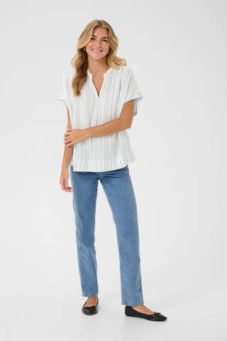 Blouse with short sleeve Loose fit Chalk/Soft Chambray Stripe