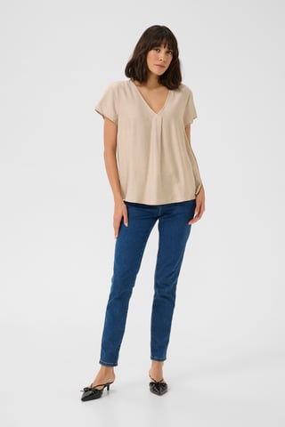 Blouse met korte mouwen Regular fit Feather Grey CC beige
