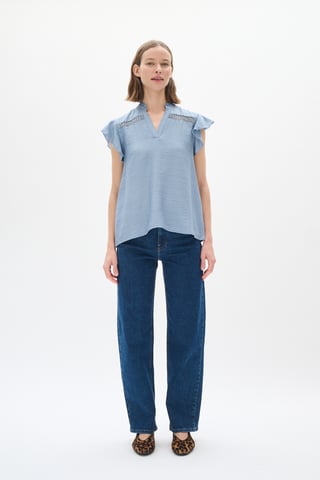 Blouse with short sleeve Bleached Blue