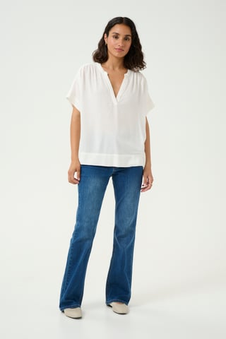 Blouse with short sleeve Loose fit Chalk