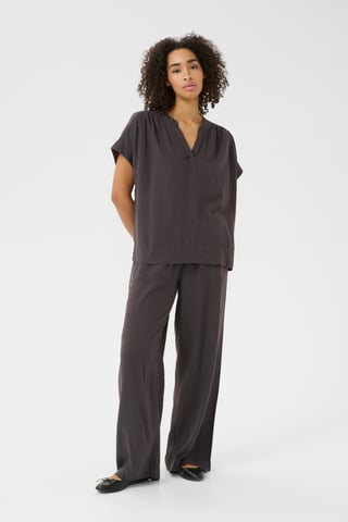 Blouse with short sleeve Loose fit Black Oyster