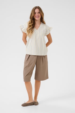 Blouse met korte mouwen Relaxed fit White/Blue/Yellow Stripe white multi