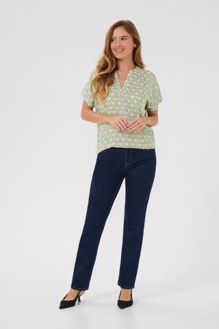 Blouse with short sleeve Regular fit Oli Green / Chalk Print