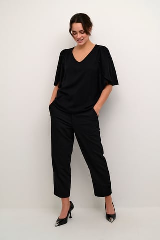 Blouse with short sleeve Loose fit Black Deep