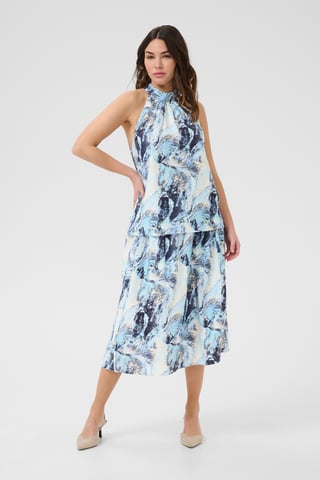 Sleeveless blouse A-Line Blue Organic Print