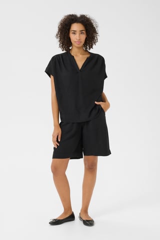 Blouse with short sleeve Loose fit Black Deep