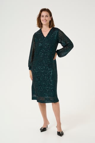 Jersey dress A-shape Dark Green Sequin