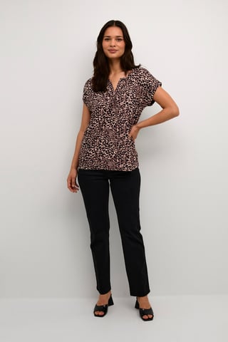 T-shirt Regular fit Black/brown Leo Print