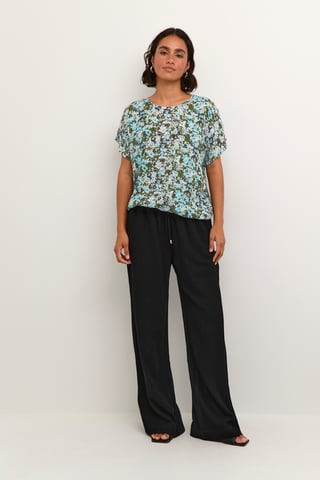 Mouwloos shirt Loose fit Blue/Green Abstract Flower floral