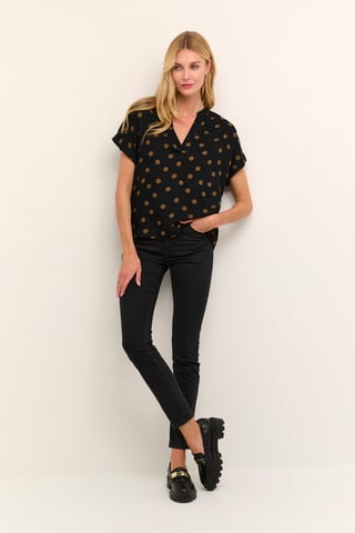 Blouse with short sleeve Regular fit Black With Mustang Dot