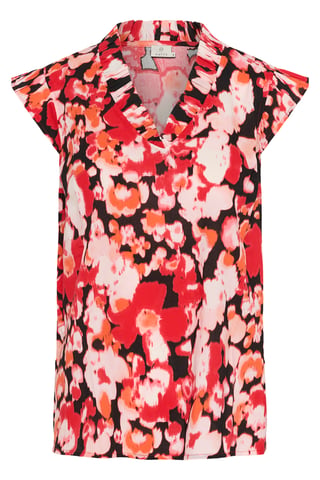 Blouse with short sleeve Regular fit Red Toned Flower Print