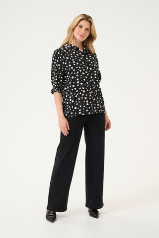 Blouse met korte mouwen Regular fit Black/White Abstract Print black white