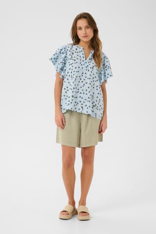Blouse met korte mouwen Relaxed fit Blue Flower floral
