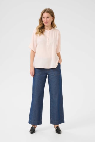 Blouse met korte mouwen Casual fit Crystal Pink rose