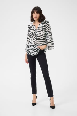 Blouse with short sleeve Regular fit Chalk/Black Animal