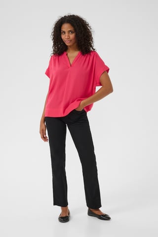 Blouse with short sleeve Loose fit Raspberry
