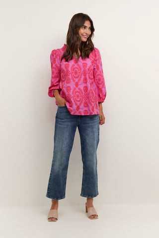 Blouse with short sleeve Casual fit Fuchsia Pink