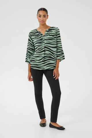 Blouse with short sleeve Regular fit Green/Black Animal