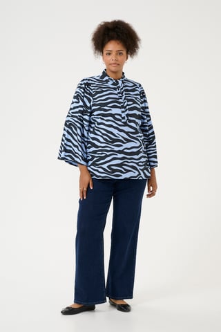 Blouse met korte mouwen Regular fit Blue / Black graphic black blue