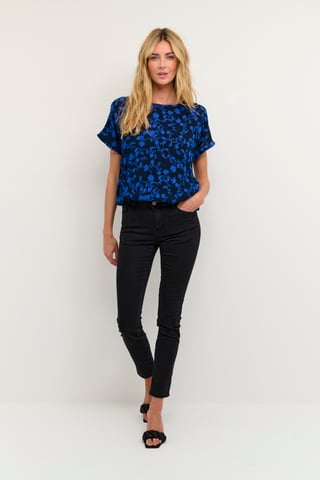 Blouse met korte mouwen Relaxed fit Midnight / Blue Flowers floral
