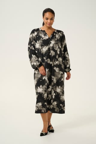 Dress Loose fit Black/White Flower Print