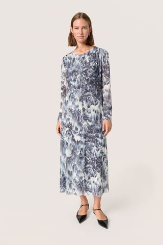 Jersey dress A-shape Dark Navy Landscape Print