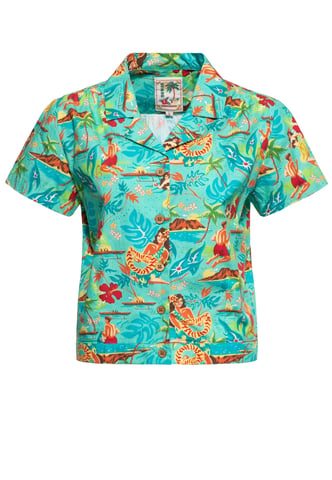 Queen Kerosin Damen Kurzarm Bluse mint