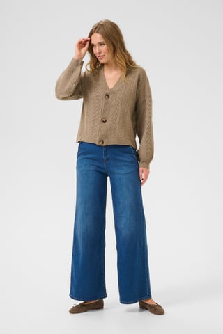 Knitted cardigan Straight fit Walnut Melange