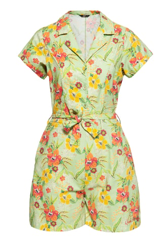 Queen Kerosin Damen Blusen Jumpsuit Hibiscus Mint mint