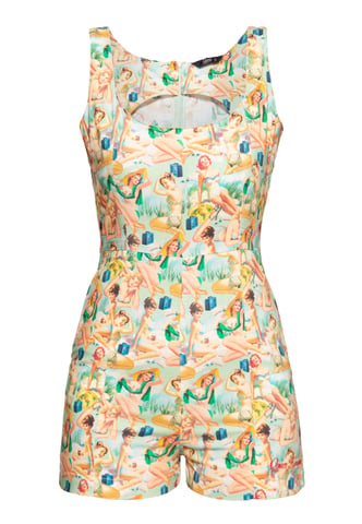 Queen Kerosin Damen Jumpsuit Pin-Up mehrfarbig