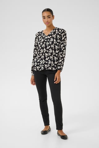 Blouse with long sleeve Regular fit Black/Turtledove Flower Print