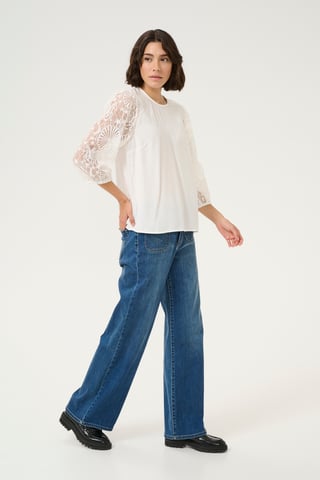 Blouse with long sleeve Regular fit Chalk