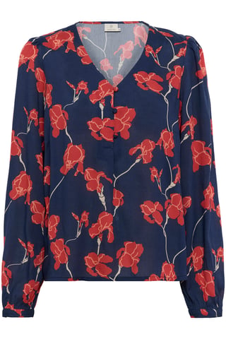 Blouse with long sleeve Regular fit Midnight / Red Flowers