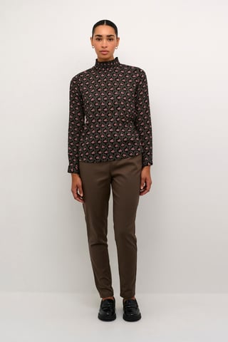 Blouse with long sleeve Regular fit Black_Rosa Flowers
