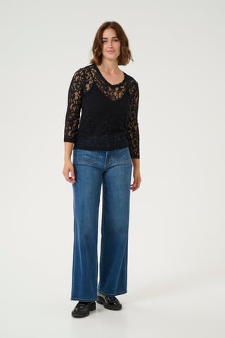 Blouse with long sleeve Regular fit Black Deep