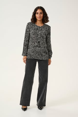 Blouse with long sleeve Regular fit Black/Turtledove Graphic Dot