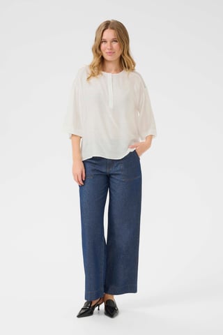Blouse with long sleeve Loose fit Chalk