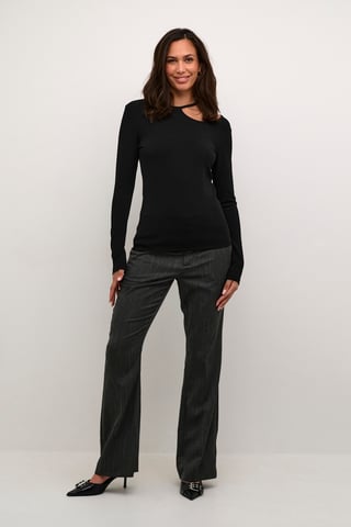 Blouse with long sleeve Slim fit Black Deep