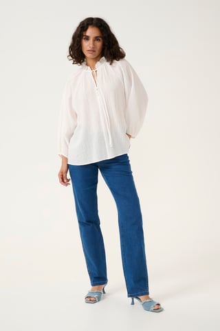 Blouse with long sleeve Loose fit Chalk