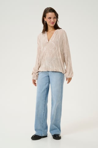 Blouse with long sleeve Regular fit Feather Gray,Chalk Print