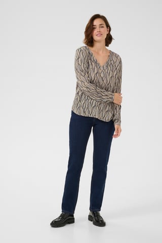 Blouse with long sleeve Regular fit Grey/Black Graphic Simili