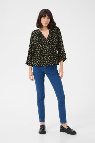 Blouse with long sleeve Loose fit Black/Green Lettuce Ditzy