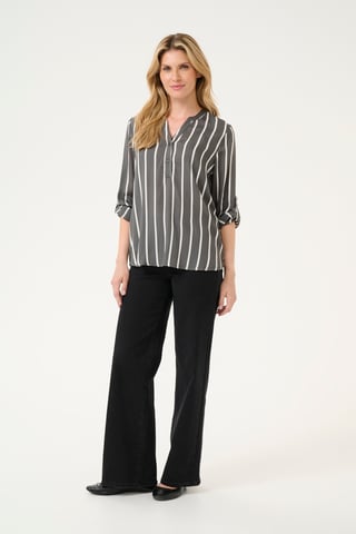 Blouse met lange mouwen Regular fit Black Oyster/Chalk Stripe black white