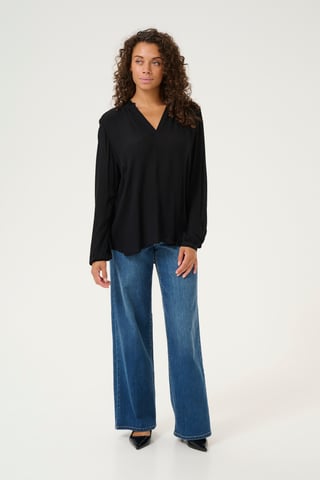 Blouse with long sleeve Regular fit Black Deep
