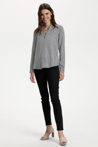 Blouse met lange mouwen Regular fit Black / Chalk Fan Print black white