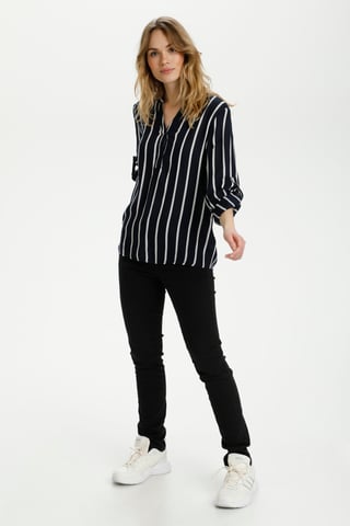 Blouse with long sleeve Regular fit Midnight Marine/Chalk