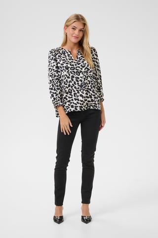 Blouse with long sleeve Loose fit Grey Leopard