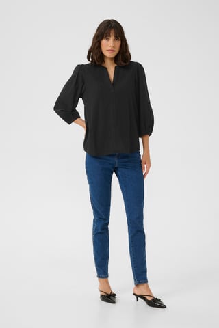Blouse with long sleeve Regular fit Black Deep