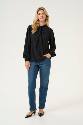 Blouse with long sleeve Relaxed fit Black