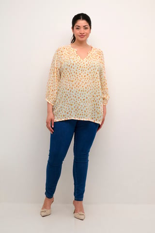 Blouse with long sleeve Regular fit White/Orange Graphic Dots